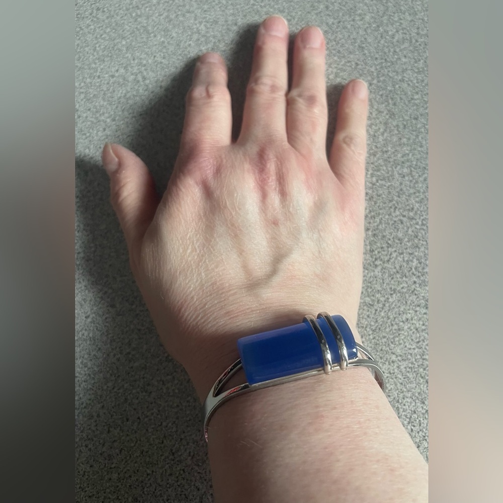 Blue Sea Glass Stainless Steel Bracelet
